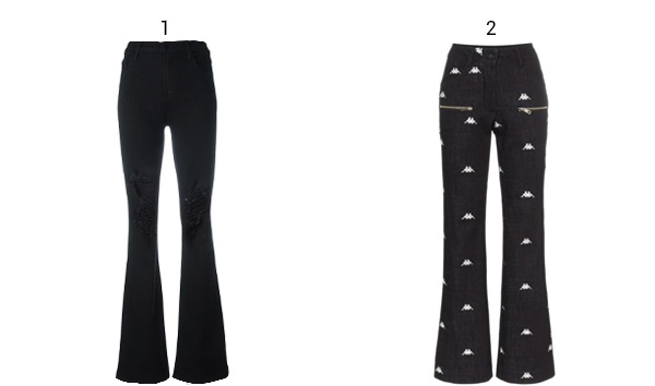 Montagem com produtos calça jeans flare.