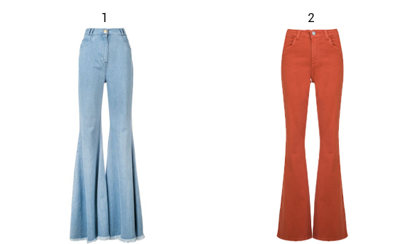 Montagem com produtos calça jeans flare.