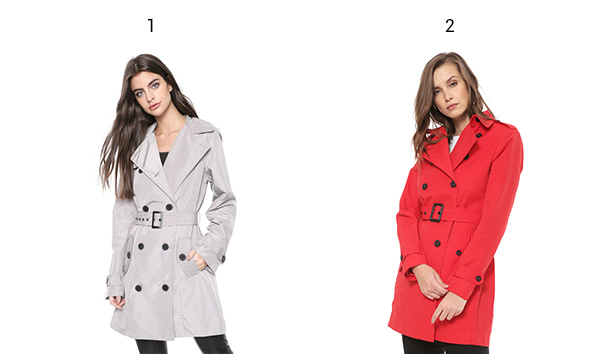 Montagem de produtos tendências de inverno trench coat.