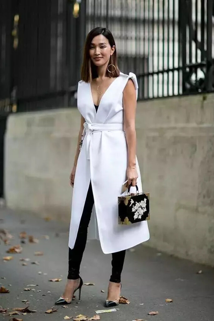 Colete Branco Feminino Alongado
