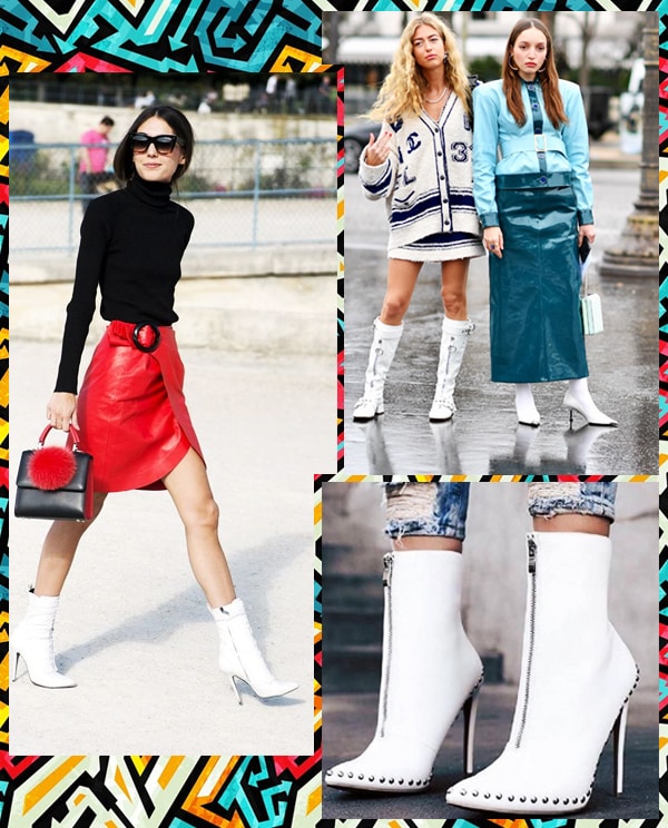 Montagem inspiração looks com bota branca.