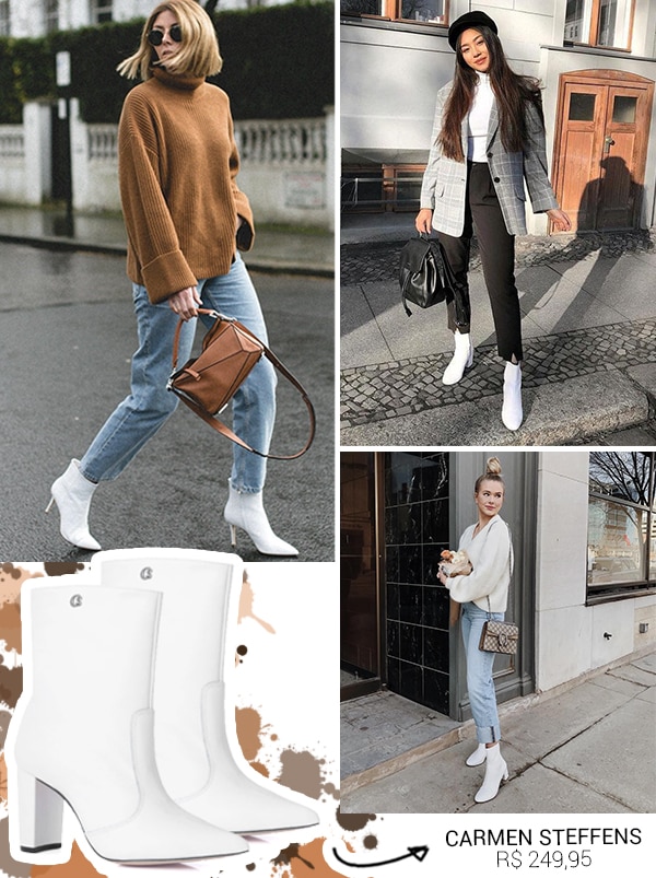 Montagem inspiração looks com bota branca.