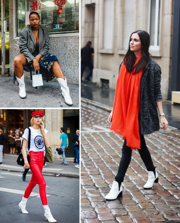 Montagem inspiração looks com bota branca.