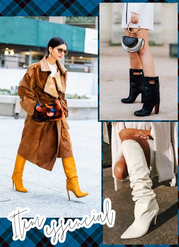 Montagem com inspirações de looks com bota de couro.