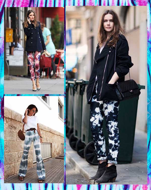 Imagem com looks inspirações com a trend tie dye.