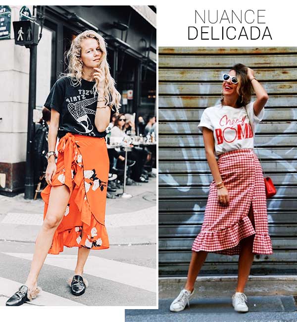 Look inspiração com a saia envelope.