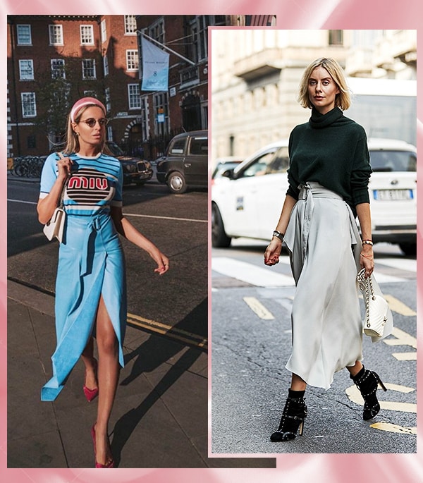 Look inspiração com a saia envelope.