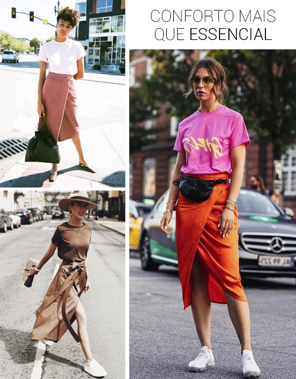 Look inspiração com a saia envelope.