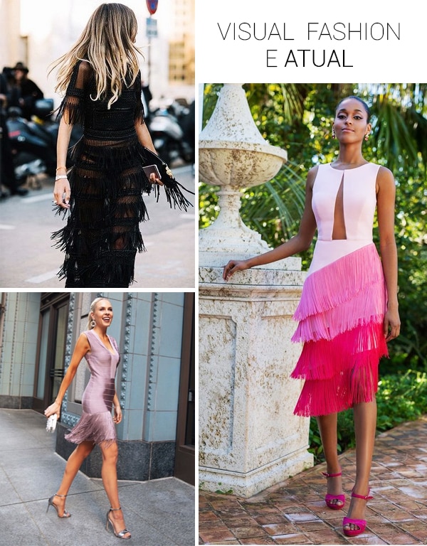 Imagem inspiração de looks com o vestido de franja.