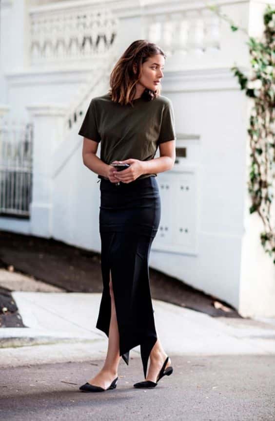 Look inspiração com a sapatilha preta feminina.