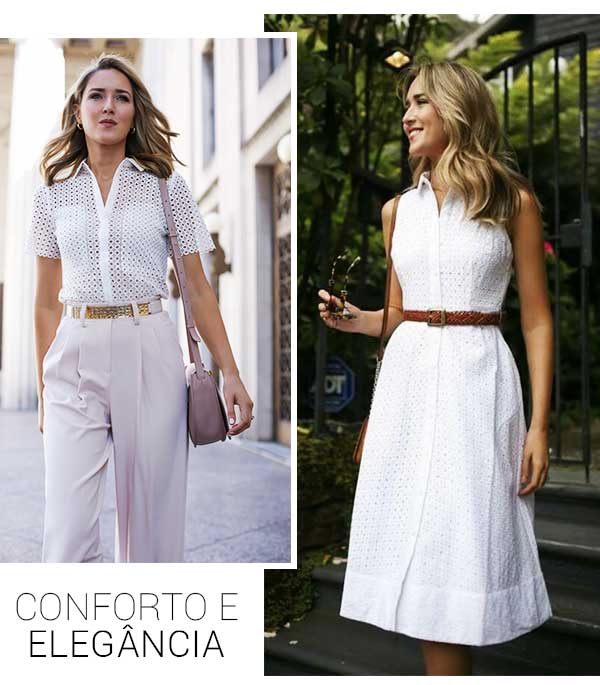 Imagens inspiração de looks com o tecido laise.