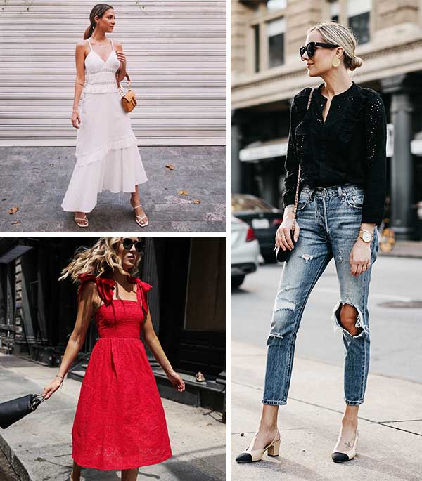 Imagens inspiração de looks com o tecido laise.