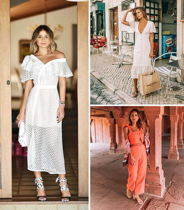Imagens inspiração de looks com o tecido laise.