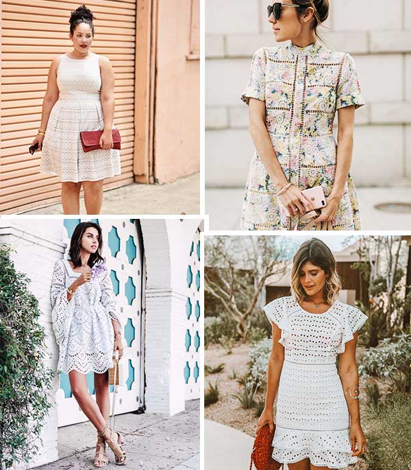 Imagens inspiração de looks com o tecido laise.