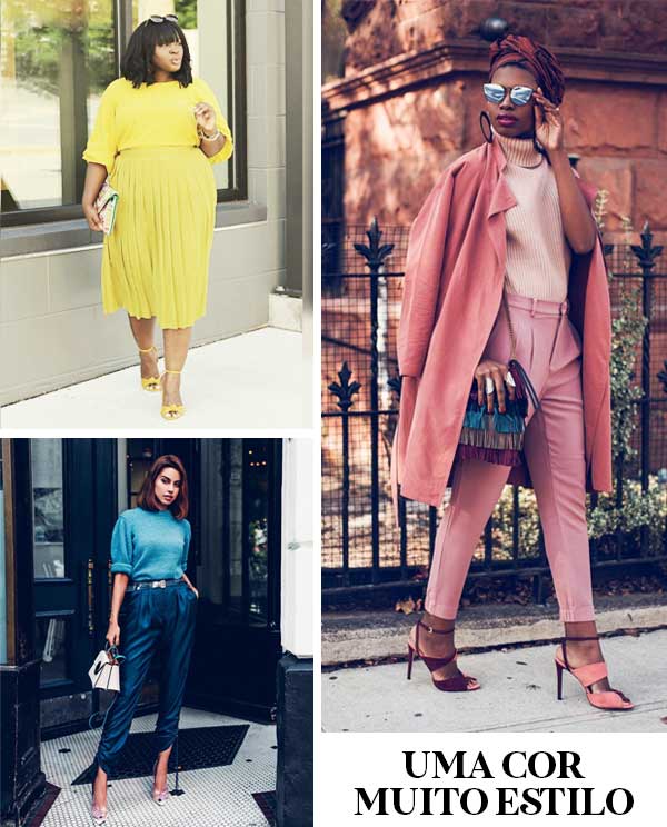 Imagem inspiração com looks monocromáticos.