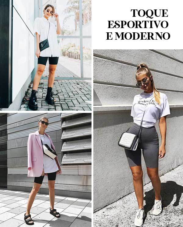 Montagem com looks inspiração de bermuda feminina.