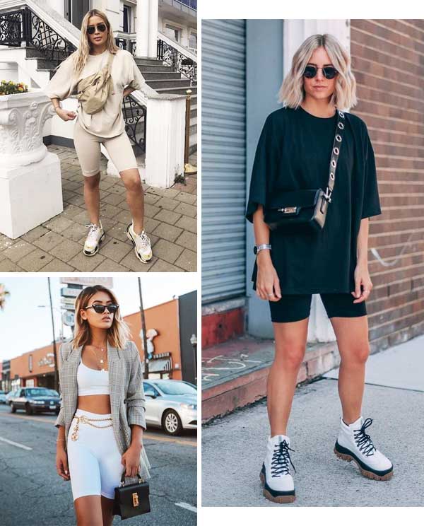 Montagem com looks inspiração de bermuda feminina.