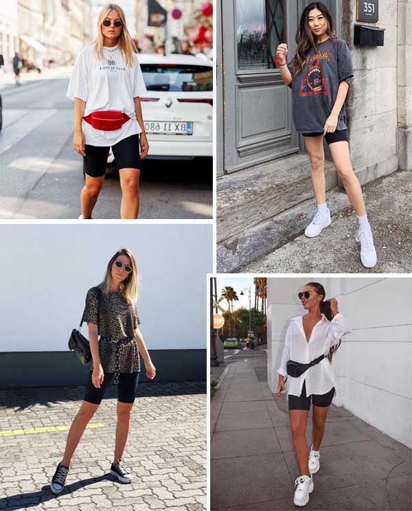 Montagem com looks inspiração de bermuda feminina.