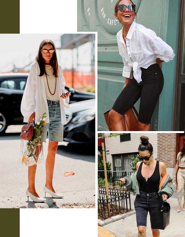 Montagem com looks inspiração de bermuda feminina.