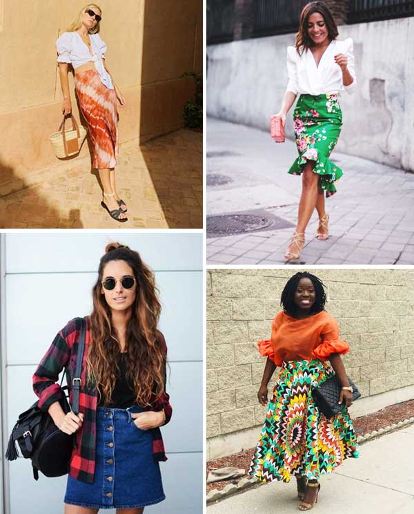 Imagem de looks inspiração com a saia tendência.