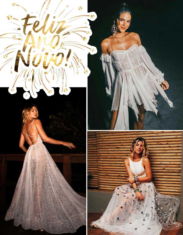 Imagem com looks inspiração para o ano novo 2020.