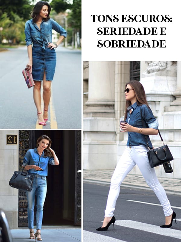 Imagem inspiração de looks com a camisa jeans feminina.