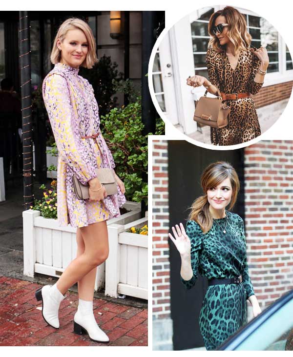 Imagens de looks inspirações com vestido animal print.