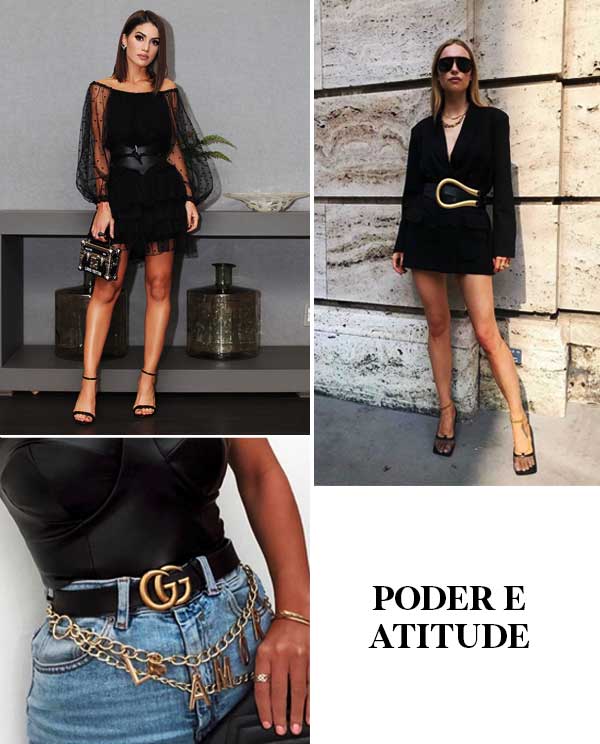 Imagem inspiração de looks com cintos.