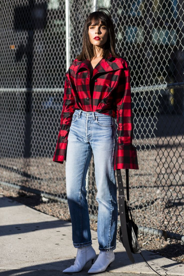 Look com camisa xadrez