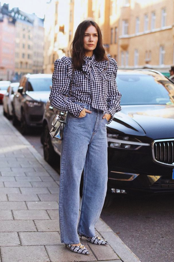 Look com camisa xadrez